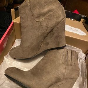 Womens Suede Wedge Ankle Boots